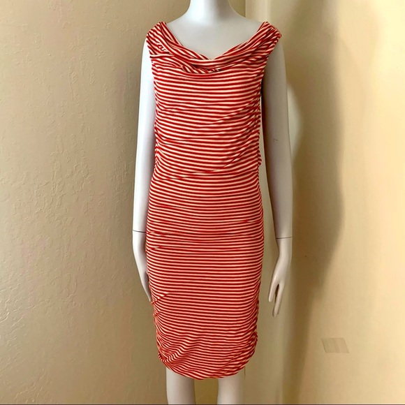 GUESS Red Striped Jersey Bodycon Dress Size Medium - Picture 8 of 15